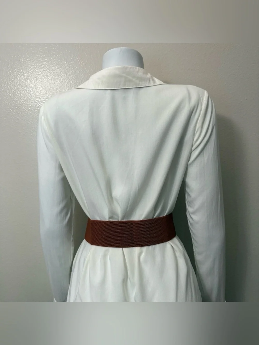Camel PU leather elastic waistband belt with gold tone buckle